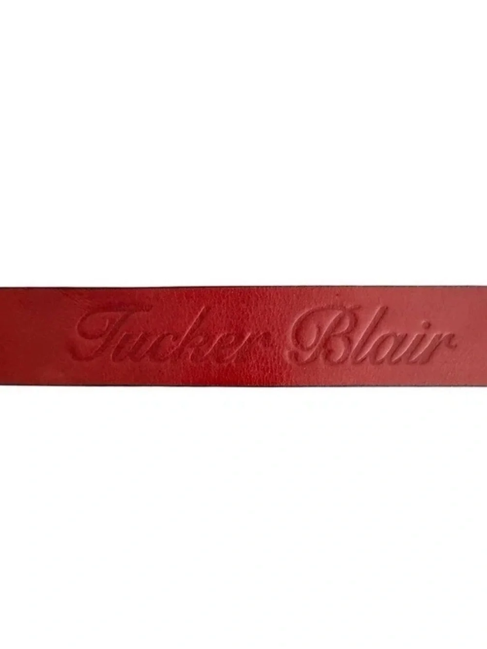 Tucker Blair Brown Leather Shark Swimmer Needlepoint Brass Buckle Belt Sz 34
